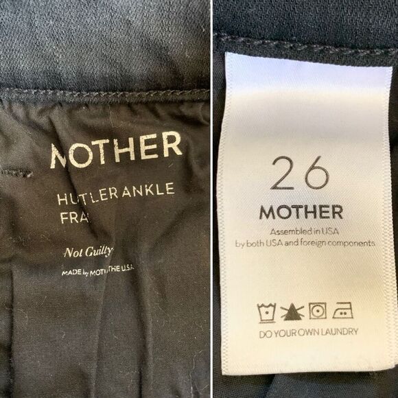 MOTHER The Hustler High-Rise Ankle-Fray Jeans in Not Guilty-Black Size 26‎ - Picture 9 of 12